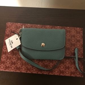 COACH Leather Card Case with Removeable Strap